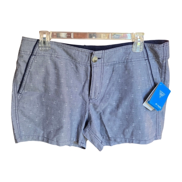 Columbia PFG Blue Solar Fade Nautical Anchors Omni Shade Fishing Shorts Size 10 - Picture 1 of 15